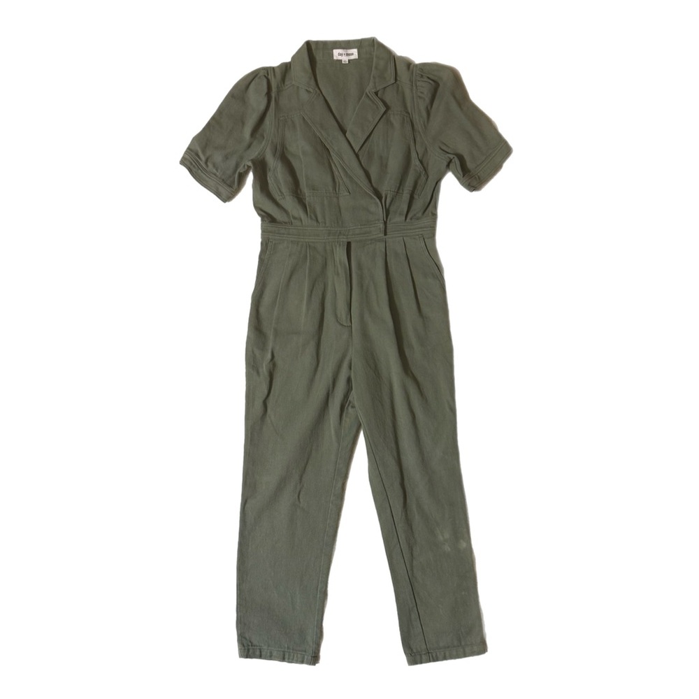 Day + Moon Womens Green Utility Romper Jumpsuit Pockets Size Large